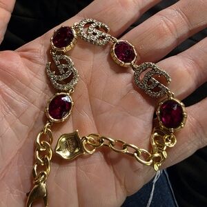 USED...Gucci Gold Bracelet with Red Gemstones